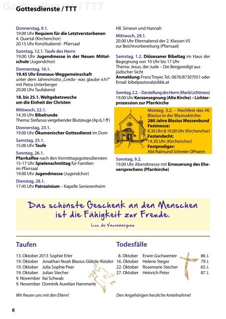 Pfarrblatt Emmaus Heft 4/2013 - Stift Wilten