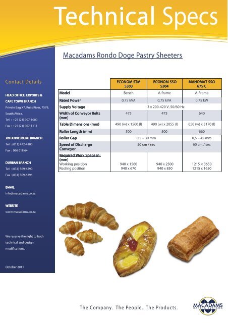 Rondo Pastry Sheeters - Macadams