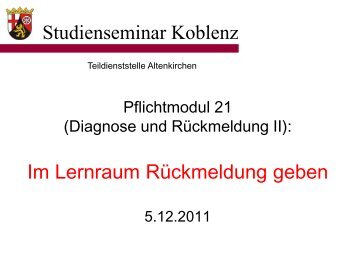 Im Lernraum RÃƒÂ¼ckmeldung geben - Teildienststelle Altenkirchen