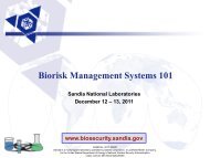 Biorisk Management Systems 101 - Sandia National Laboratories