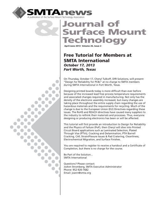 Journal of Surface Mount Technology - SMTA