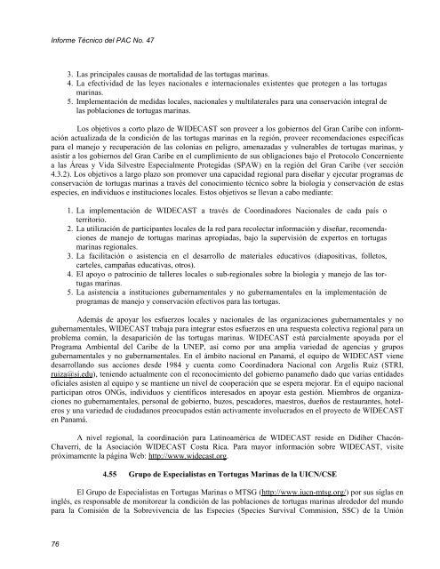 Plan de AcciÃ³n para la RecuperaciÃ³n de las Tortugas ... - WIDECAST