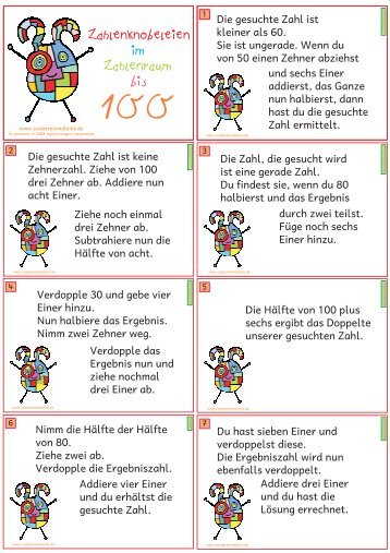 Zahlenknobeleien im Zahlenraum bis - Zaubereinmaleins