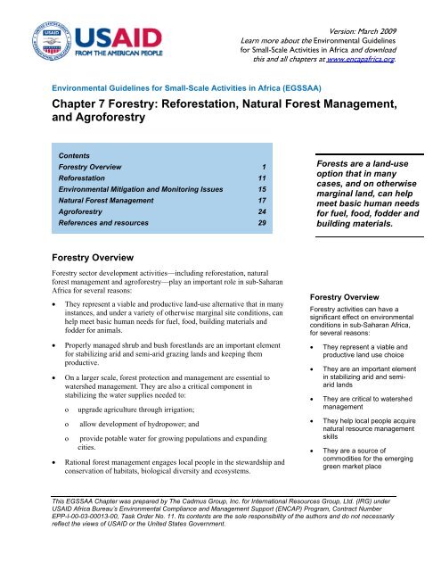 Chapter 7 Forestry: Reforestation, Natural Forest Management
