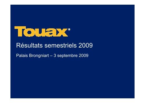 RÃ©union SFAF du 3 Septembre 2009 sur les comptes ... - Touax