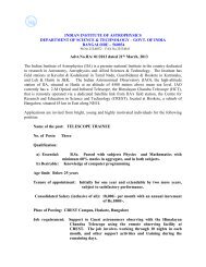 INDIAN INSTITUTE OF ASTROPHYSICS DEPARTMENT OF ...