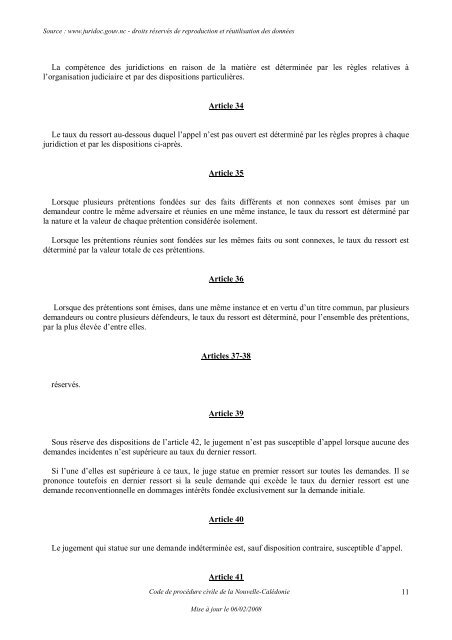 code de procedure civile de la nouvelle-caledonie - Documentation ...