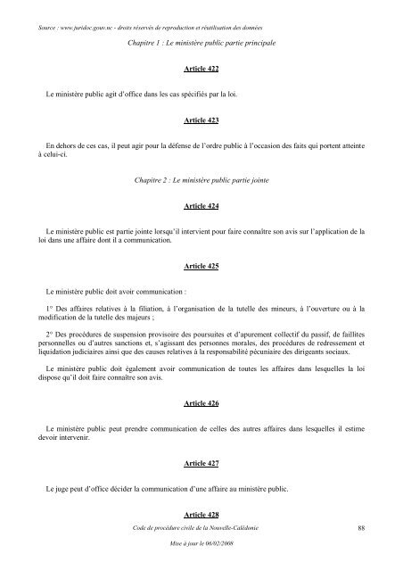 code de procedure civile de la nouvelle-caledonie - Documentation ...