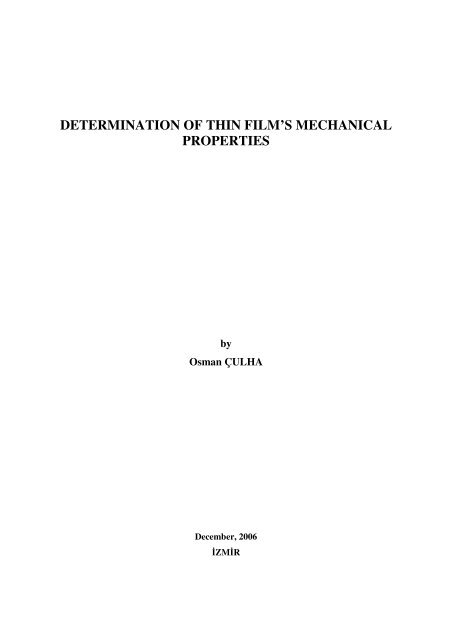 DETERMINATION OF THIN FILM'S MECHANICAL PROPERTIES