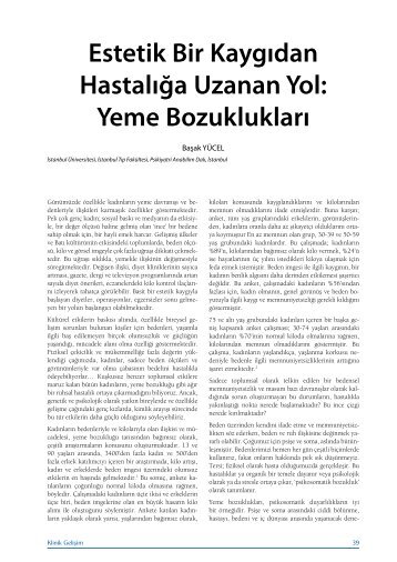 Estetik Bir KaygÄ±dan HastalÄ±Äa Uzanan Yol: Yeme ... - Klinik GeliÅim