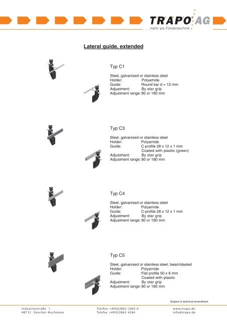 Lateral guide, extended Lateral guide, extended