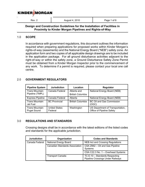 Design and Construction Guidelines for the ... - Kinder Morgan