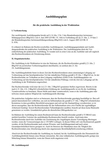 Ausbildungsplan - Brandenburgisches Oberlandesgericht