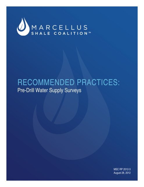 MSC Recommended Practices for Pre-Drilling Sampling