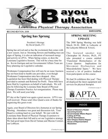 Newsletter March-April 2008 Bayou Bulletin - Louisiana Physical ...