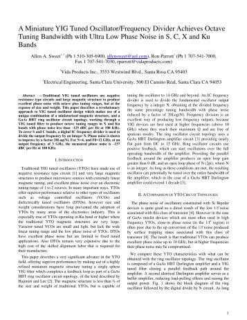 A Miniature YIG Tuned Oscillator/Frequency Divider ... - Vida Products