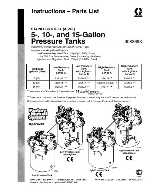 308369K 5-, 10-, and 15-Gallon Pressure Tanks ... - Graco Inc.