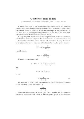 Contorno delle radici - Docente.unicas.it