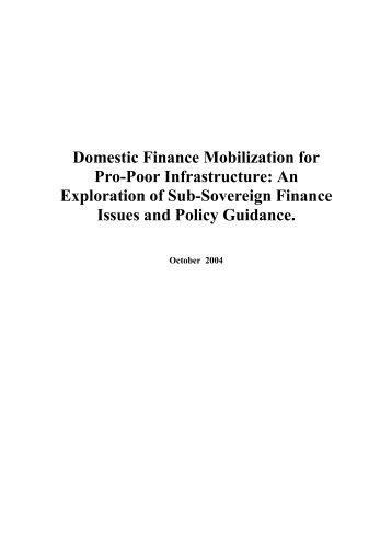 Domestic Finance Mobilization for Pro-Poor Infrastructure ... - OECD