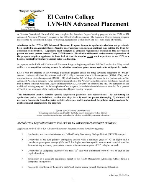 El Centro College LVN-RN Advanced Placement