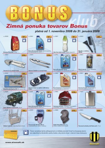 Zimná ponuka tovarov Bonus - Slovnaft