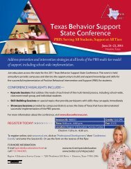 Texas Behavior Support State Conference - ESC2 Special Education