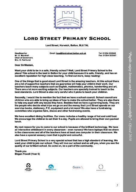 Lord Street Primary School - Eteach