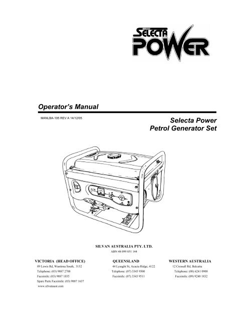 Generator 6.5Hp Selecta Power - Silvan