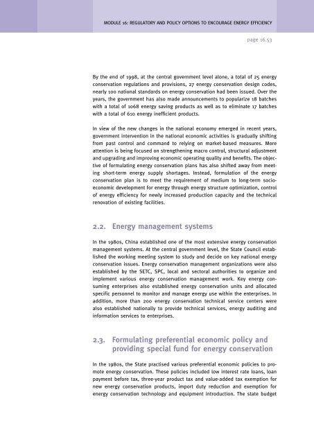 Regulatory and policy options to encourage energy efficiency - unido