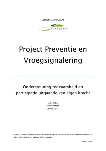 Brunssum project preventie en ... - Invoering Wmo