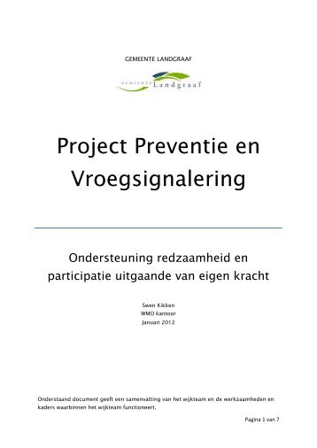 Brunssum project preventie en ... - Invoering Wmo