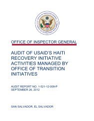 Audit of USAID's Haiti Recovery Initiative Activities MAnaged by ...