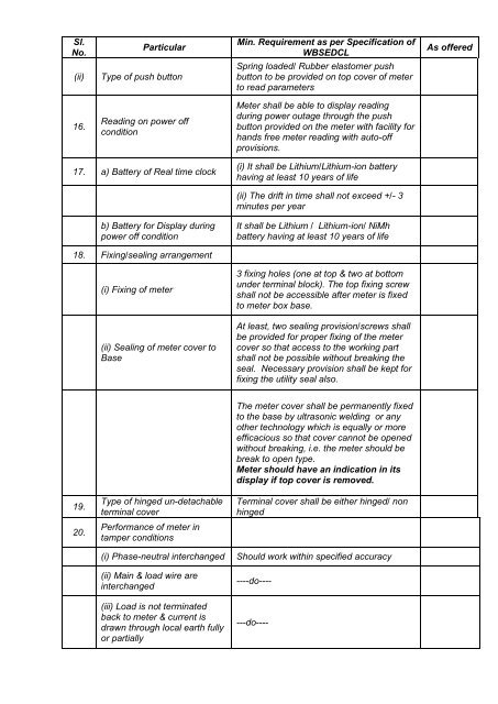 Technical Specification for A.C. Single Phase, 2 Wire ... - WBSEDCL