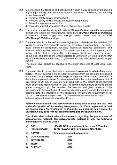 Technical Specification for A.C. Single Phase, 2 Wire ... - WBSEDCL