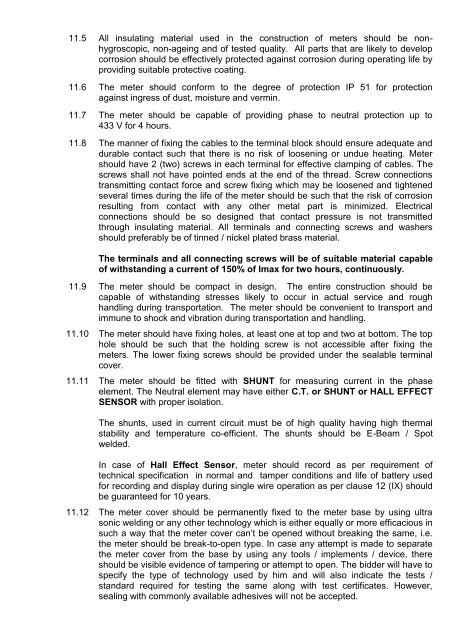 Technical Specification for A.C. Single Phase, 2 Wire ... - WBSEDCL