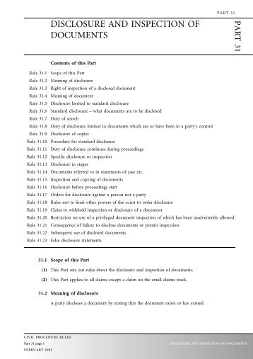 DISCLOSURE AND INSPECTION OF DOCUMENTS