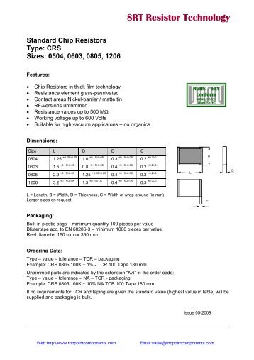 SRT Resistor Technology - Rhopoint Components