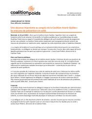 Version PDF du communiqué - Coalition québécoise sur la ...