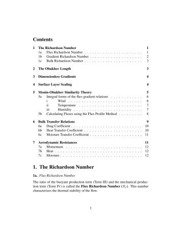 Contents 1. The Richardson Number