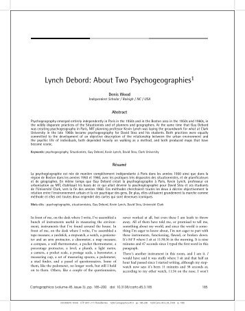 Lynch Debord: About Two Psychogeographies1 - Urbain, trop urbain