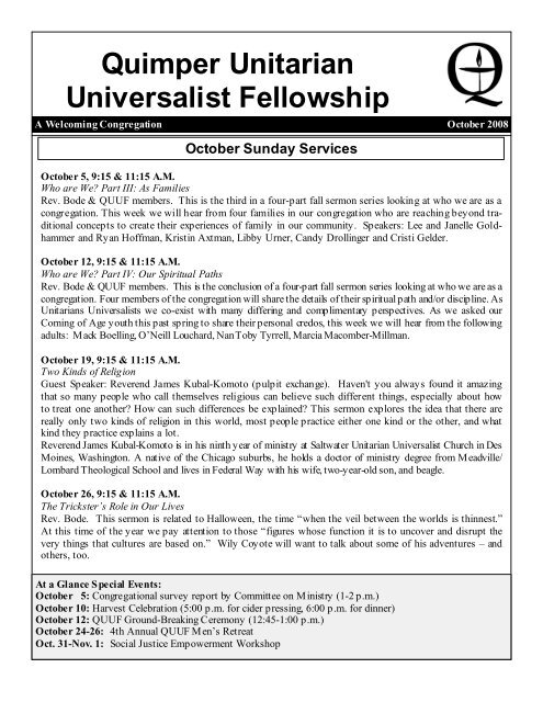 October 2008 - Quimper Unitarian Universalist Fellowship
