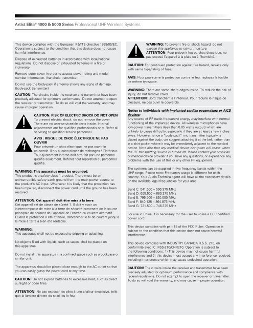 4000 & 5000 Series Owners Manual - Audio-Technica