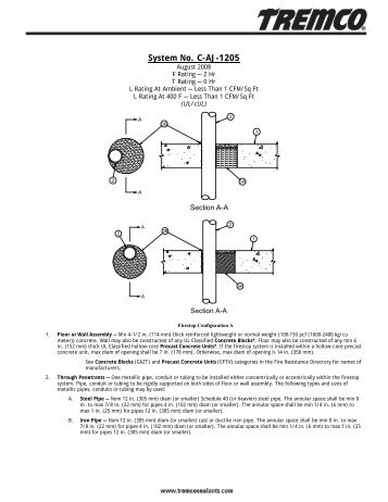 System No. C-AJ-1205 - Tremco Sealants