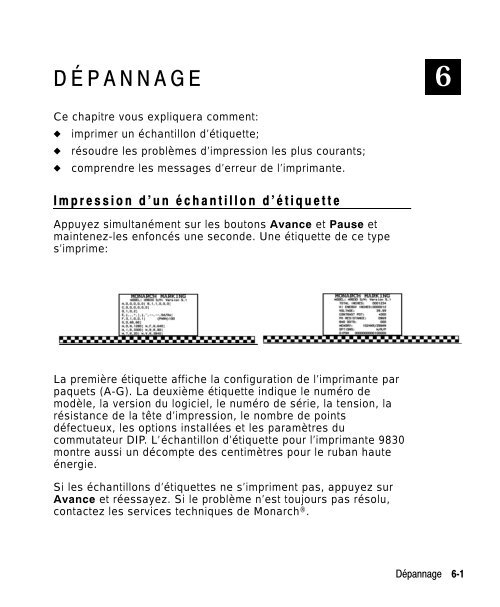 mode d'emploi imprimantes Monarch 9820 9830 - Gomaro