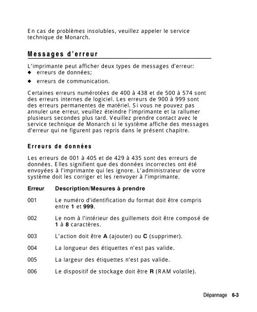 mode d'emploi imprimantes Monarch 9820 9830 - Gomaro