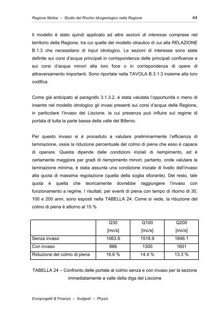 Analisi idrologica - Regione Molise