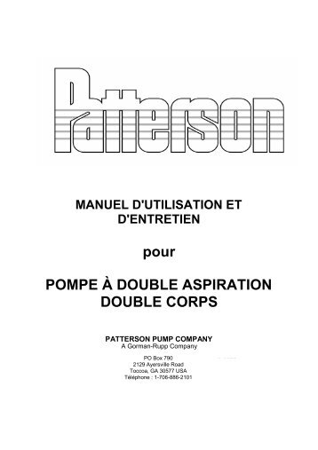 pour POMPE Ã DOUBLE ASPIRATION DOUBLE CORPS