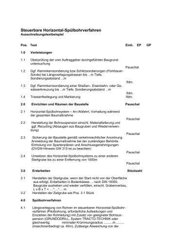 LV "Horizontalbohrungen" - Tracto-Technik