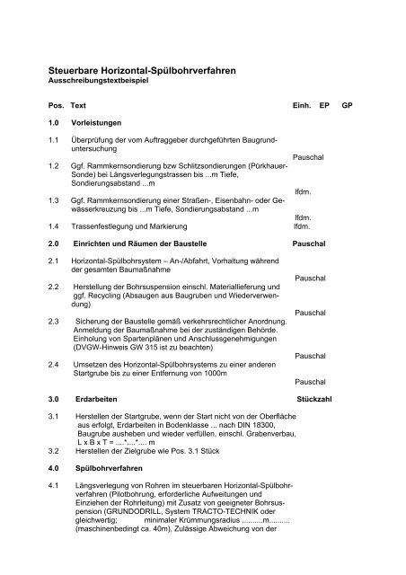 LV "Horizontalbohrungen" - Tracto-Technik