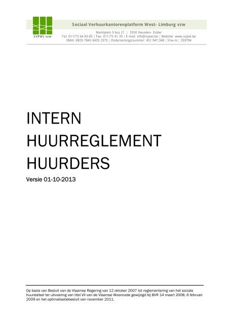 Het intern huurreglement: gedeelte huurders - Viva